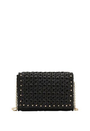 NATURAL SHOULDER WITH STUDS - Geantă crossbody - black