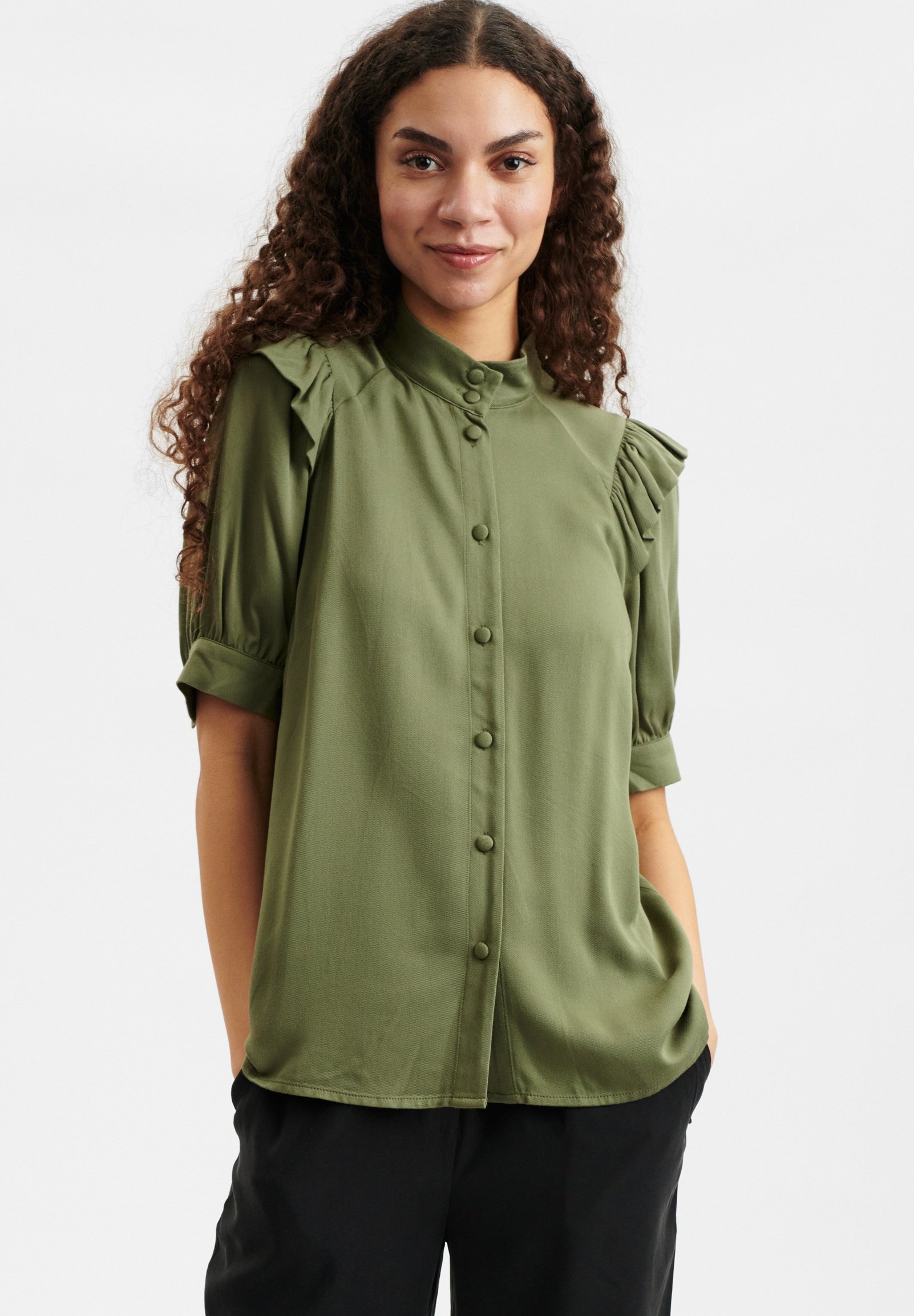 Nümph NUCHARDONNAY - Overhemdblouse - deep lichen green/groen - Zalando.nl