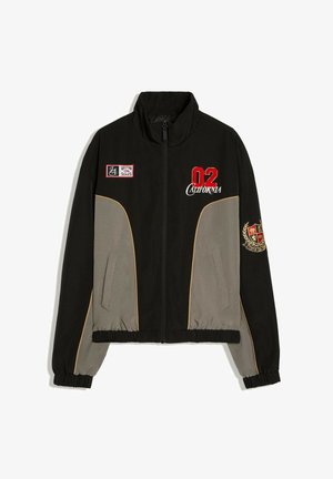 Bershka, PRINTED ZIP-UP JACKET - Jas - black