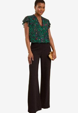 V NECK FLUTTER SLEEVE REGULAR FIT - Camicia - green animal