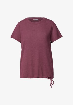 Street One, BASIC KNIT-LOOK T-SHIRT WITH ROUND NECK - T-shirts basic - dark clouded blush