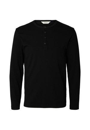 Selected, LONG-SLEEVED T-SHIRT RIBBED BUTTON - T-shirt à manches longues - black
