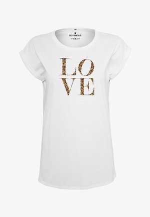 Be Famous CLASSIC ROLL UP LOVE - Print T-shirt - white shirt print leo efp