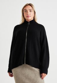 Vero Moda Curve VMCPALMA HIGHNECK ZIP CARDIGAN - Cardigan - black
