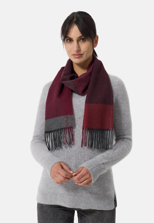 Écharpe D'hiver Réversible Femme - Rouge Watermelon/Gris Foncé - 195x62 Cm - Épaisse Et Douce - Cadeau Idéal