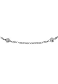 Silberne Kettenhalskette mit einem eleganten Link-Design und zwei gleichmäßig entlang der Kette verteilten sphärischen Akzenten.