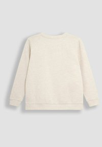 Sudadera de color beige claro con mangas largas, puños y dobladillo acanalados, hecha de una suave mezcla de algodón, con una textura lisa y uniforme.