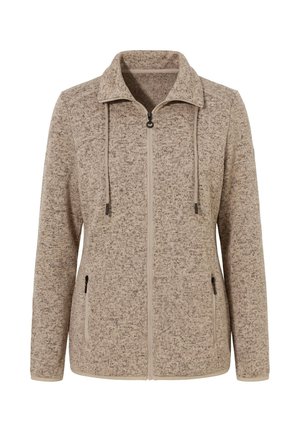 Ulla Popken, HEATHER KNIT FLEECE JACKET - Vest - beige