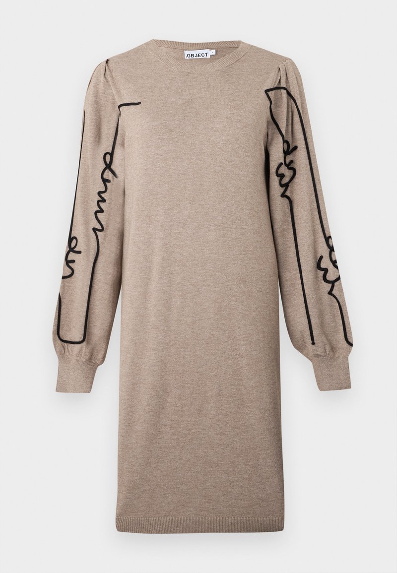 Object Gebreide jurk lichtbruin