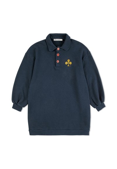 Námornícky pulóver so zipsom, golierovým výstrihom, trojité zapínanie a balónové rukávy. Obsahuje zlaté logo štvorlístka na hrudi.