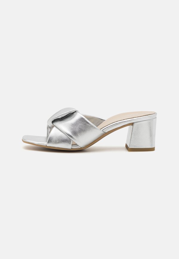 Heeled mules - metallic alu