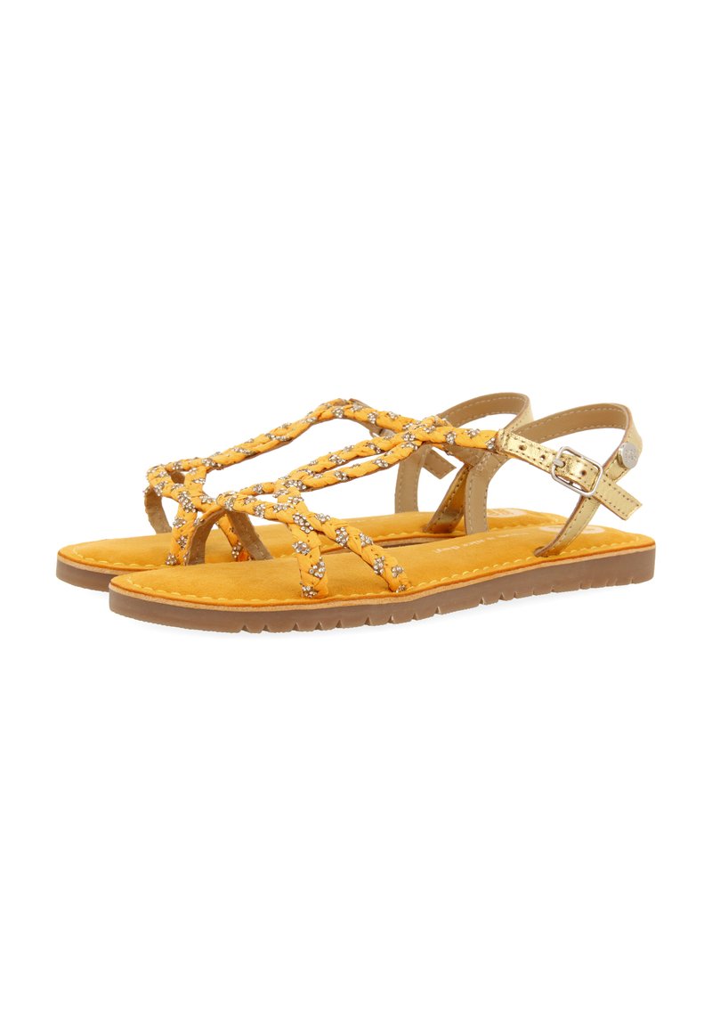 Sandalias GIOSEPPO Fyffe Pour Femme - Lanières Dorées Cuir Véritable - Semelle Confort Latex