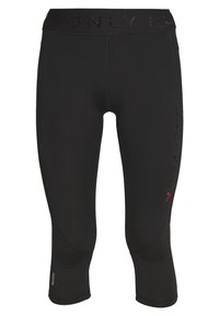Svarte capri leggings laget av elastisk stoff. Har "ONLY PLAY" preget på midjen og siden. Detaljert søm langs sømmene.