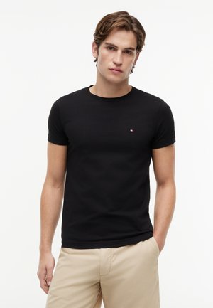 Tommy Hilfiger, CORE STRETCH SLIM NECK TEE - T-shirts basic - black