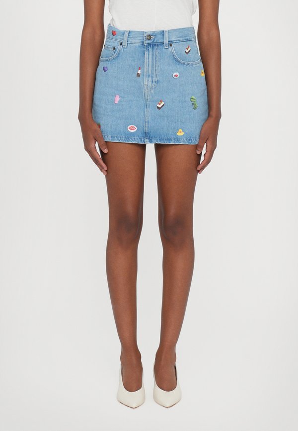 CHARM PRINT MINI SKIRT - Denim skirt