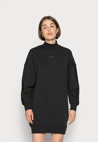 Calvin Klein Jeans LOGO TRIM MOCK NECK DRESS - Vestido informal - black