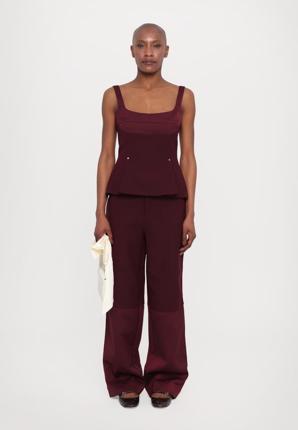 DOUBLE SIDED STRUCTURED LONG PANTS - Trousers - aubergine2