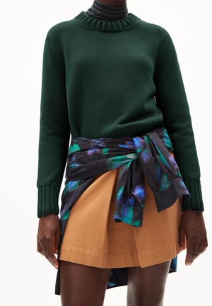 Striktrøje - mottled dark green