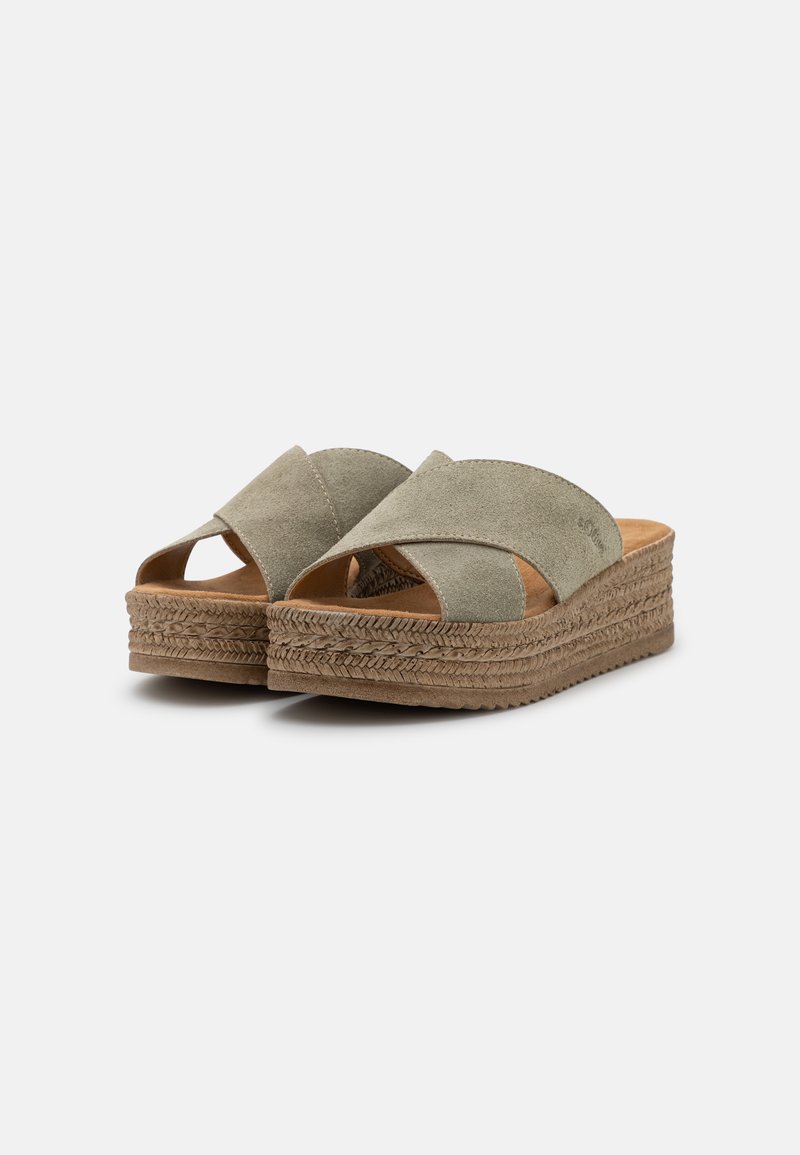 Damen Flache Pantoletten | s.Oliver Pantolette flach sage/mint - HD43759 Damen Flache Pantoletten | s.Oliver Pantolette flach sage/mint - HD43759