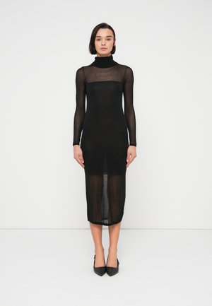 SHEER MIDI DRESS - Strikkjoler - true black