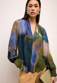 Next V-NECK CUFF - Blus - navy blue watercolour print