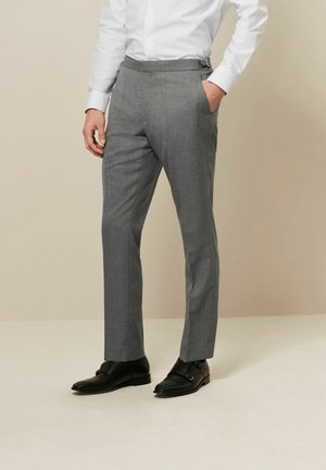 SLIM FIT TEXTURED WOOL - Suit trousers - light grey