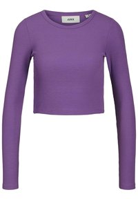 Violetti, pitkähiha, lyhyt resoripaita pyöreällä pääntiellä. Valmistettu pehmeästä kankaasta, jossa hienovarainen tekstuuri ja vartalonmyötäinen malli.