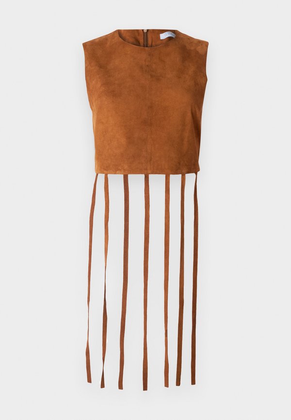 BELLA FRINGE CROP - Top - tobacco2