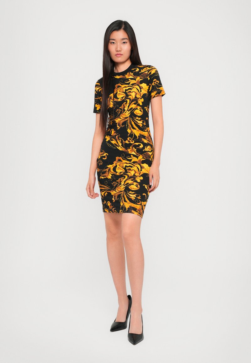 Versace Jeans Couture BAROCCO PORCELAIN - Jersey dress -  black/gold-coloured/black - Zalando.co.uk