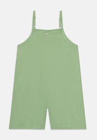 Grön, texturerad byxdress medjusterbara remmar och knappstängning framtill. Designen har en löst sittande passform och shorts som går till låren.