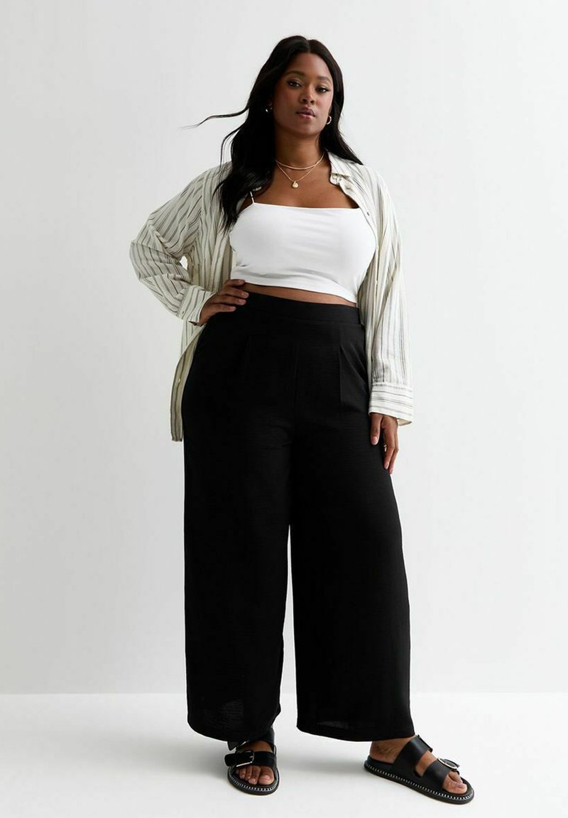 New Look Curves WIDE LEG CULOTTE  - Pantalones - black