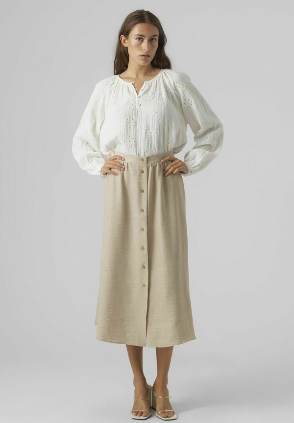 ROCK VMMELANEY H/W BUTTON CALF WVN EXP - A-line skirt - overcast2