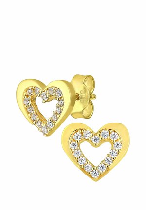 HEART WITH CZ STONES - Náušnice - yellow gold-coloured