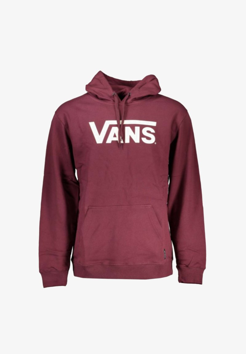Felpa bordo con tasca a canguro, caratterizzata da un grande logo bianco "VANS" sulla parte anteriore. Realizzata in un morbido tessuto misto cotone. Cappuccio regolabile con cordini.