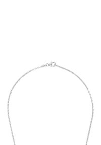 Söderkedja i silver med små länkar och en kräftklämma på en vit bakgrund.