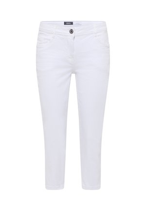 Weiße Slim-Fit-Jeans in knöchellanger Ausführung mit Vordertaschen, Gürtelschlaufen und Knopfverschluss der Marke Cecil.
