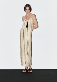Massimo Dutti FLOWING STRIPE PRINT - Robe longue - mottled beige