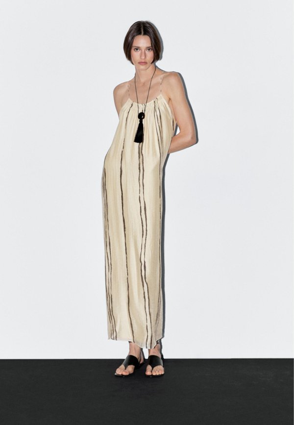 FLOWING STRIPE PRINT - Maxi dress - mottled beige3