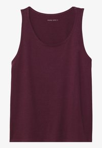 Burgundy ilmanhihaista toppia, joka on valmistettu pehmeästä puuvillasta, jossa on pyöreä kaula-aukko ja siisti ommel, sopii arkipukeutumiseen.