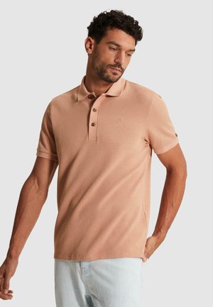 Cast Iron, CAST IRON - POLO SHIRT WITH TWO-TONE WAFFLE TEXTURE - - Polokošeľa - cafe creme
