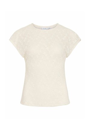 VILA, SHORT SLEEVED TOP VIFAY ROUND NECK - Blusa - birch