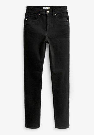 Zwarte jeans gemaakt van denim met een slim fit. Kenmerken zijn vijf zakken, gouden hardwareaccenten en een klassieke tailleband.