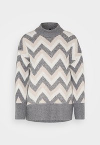 ONLTRINE ZIGZAG PULLOVER  - Pullover - medium grey melange/oxford tan/cloud dancer