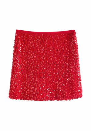 REGULAR FIT- SEQUIN - Mini skirt - red