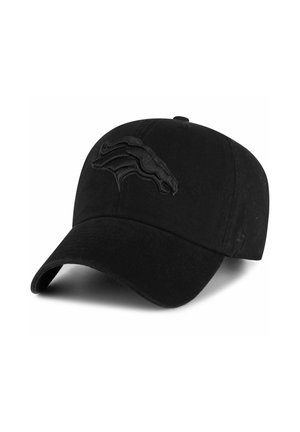 Casquette de baseball noire avec une visière incurvée et un logo noir de cheval en relief sur le panneau avant.