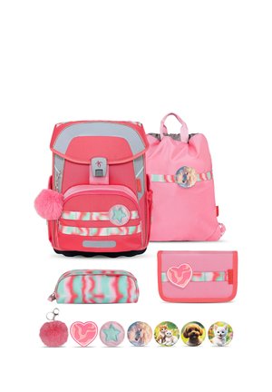 Belmil, SCHULRANZEN MAXI PLUS PREMIUM, 5-TEILIG, BRUST- UND HÜFTGURT,PATCH SET - School set - rosa