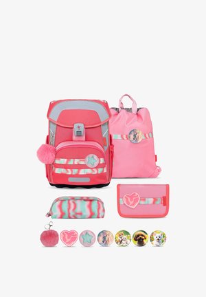 Belmil, SCHULRANZEN MAXI PLUS PREMIUM, 5-TEILIG, BRUST- UND HÜFTGURT,PATCH SET - School set - rosa