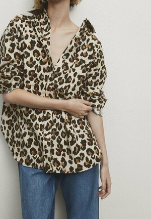 Button-down blouse - mottled brown