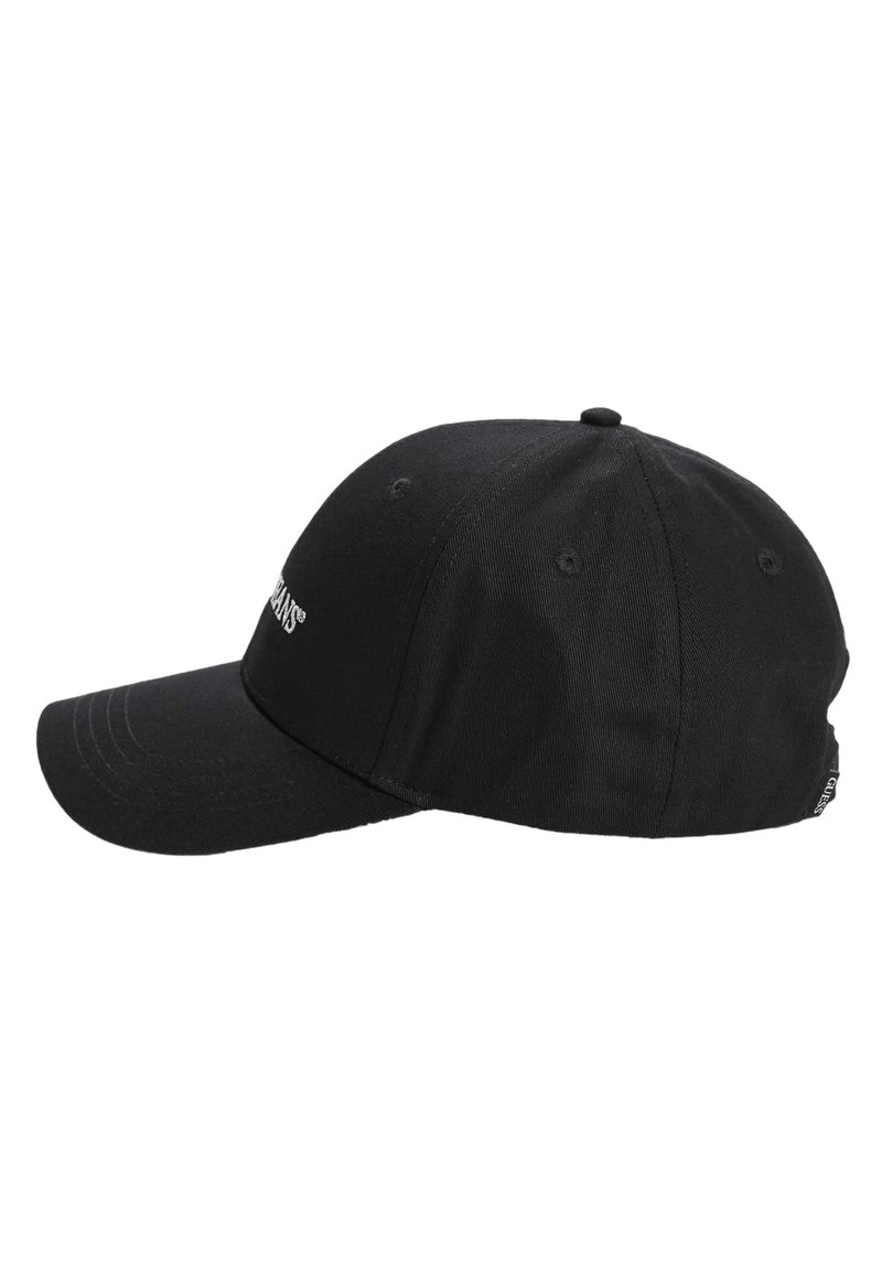 Căciulă de baseball neagră din material textil, având o coroana rotundă și o margine rigidă. Detalii notabile includ un logo brodat și orificii de ventilație.