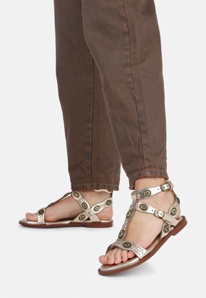 T-bar sandals - antique gold